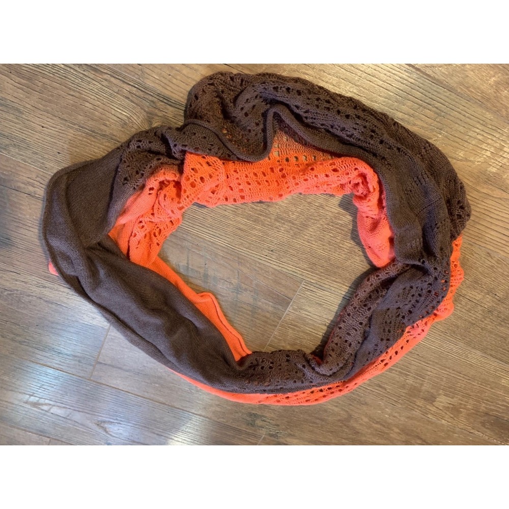 Infinity scarf - brown‎ and peach/orange